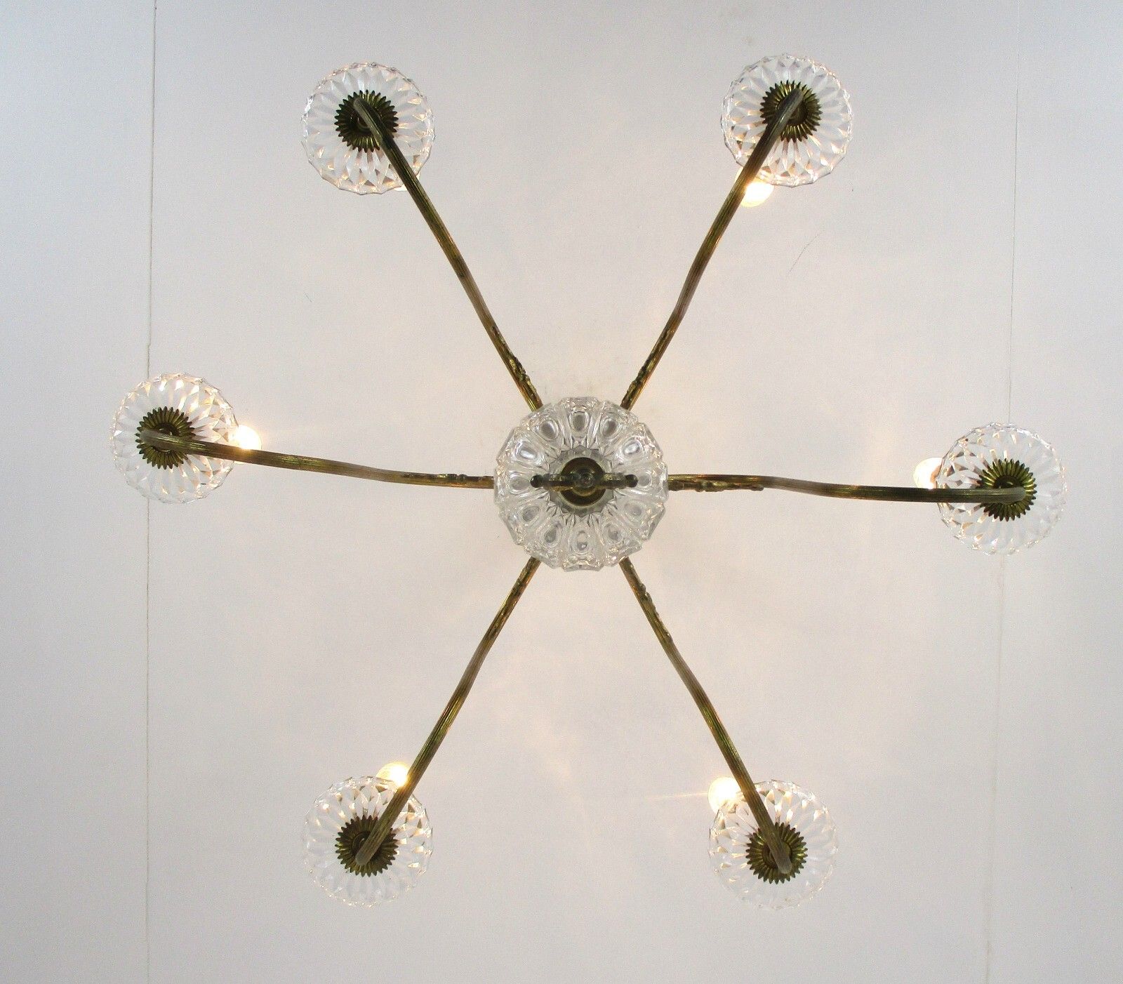 photo furniture Flemish Dutch Chandelier 6 Arm Lights Brass Glass Ball Bobeches Country Style
