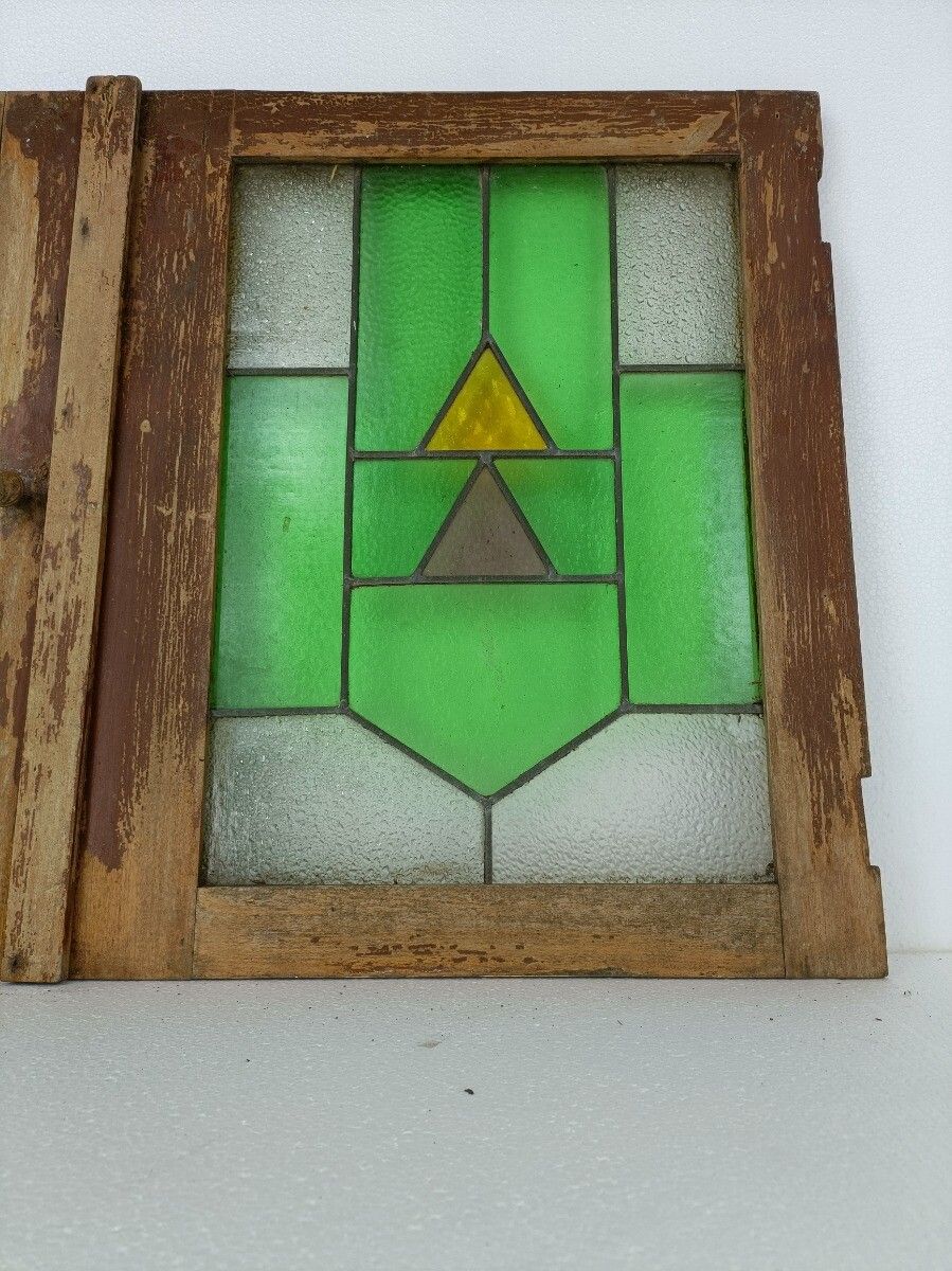 Pair Antique Leaded Glass Hand Carved Wooden Door Panels Reclaimed Architectural photo vinterior
