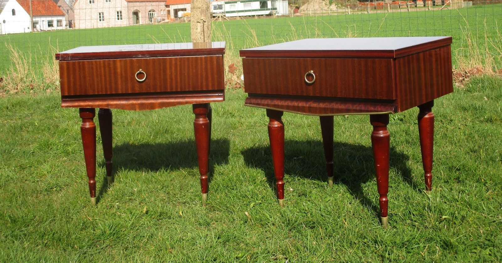 Pair Couple Vintage Nightstands End Tables Mid Century Modern Authentic photo furniture
