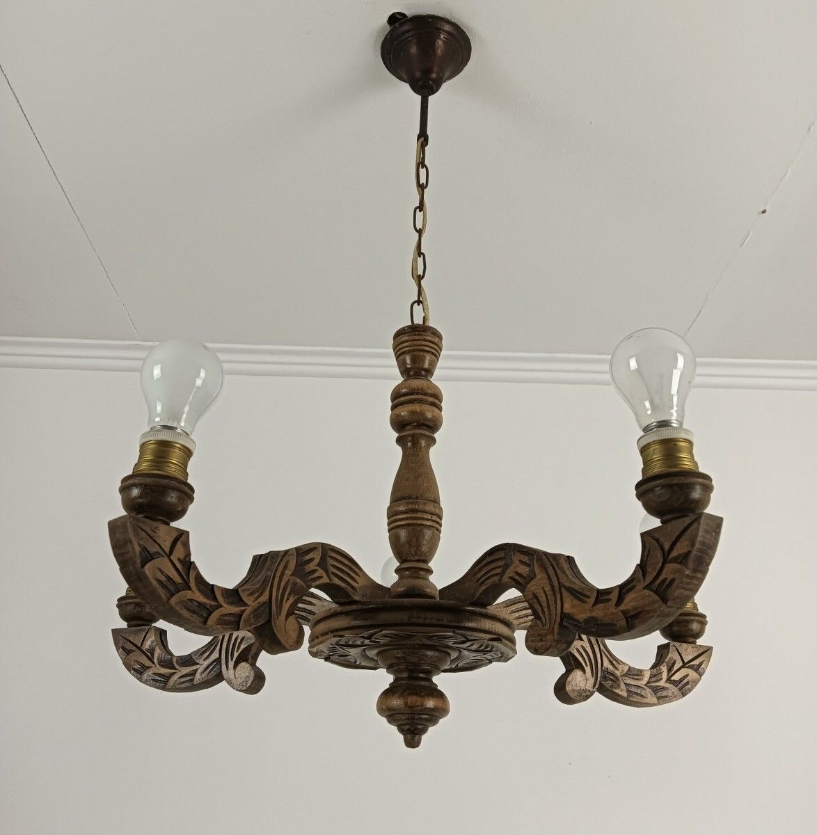 Farmhouse Style Chandelier Carved Wood Wooden Ornate Vintage 5 Lights Barn Style photo furniture