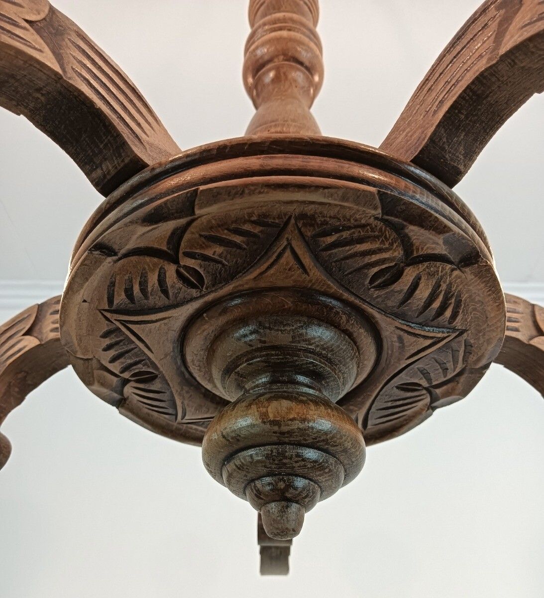Farmhouse Style Chandelier Carved Wood Wooden Ornate Vintage 5 Lights Barn Style photo buy