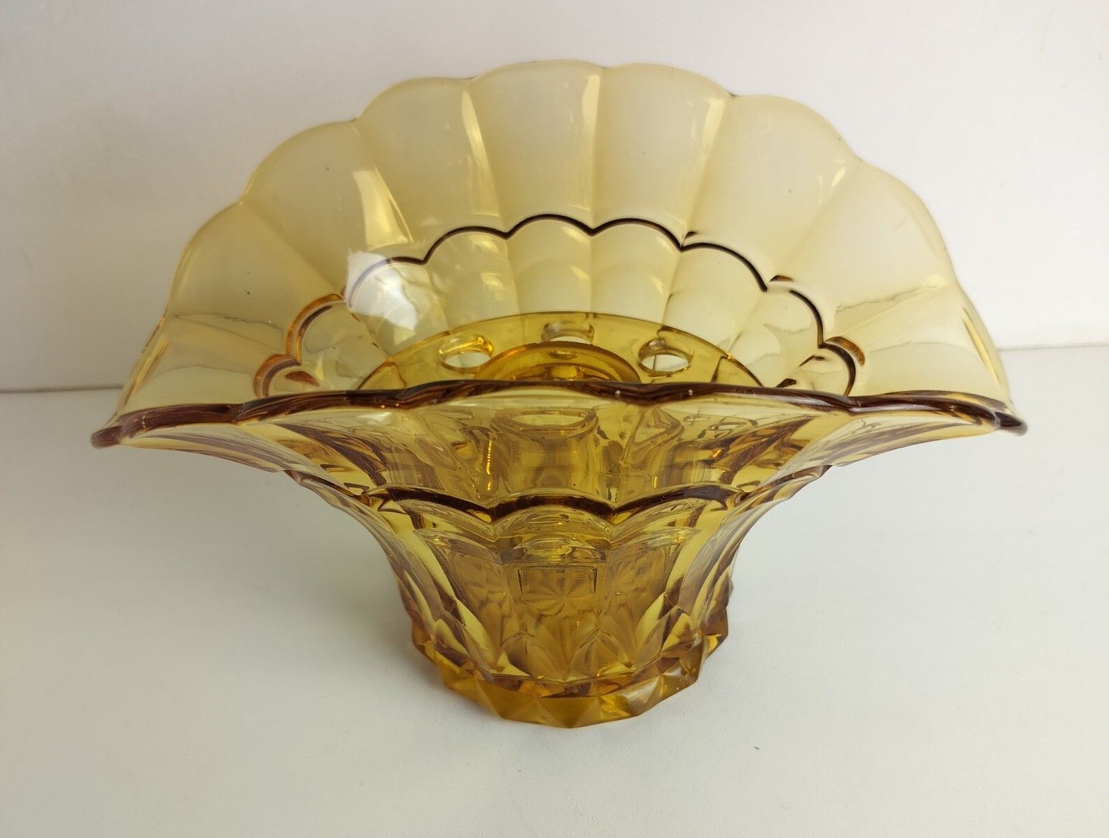 Home Decor Art Deco Amber Brown  Flower Holder Pique Fleurs Art Glass Vase 2 Pieces Luxval photo