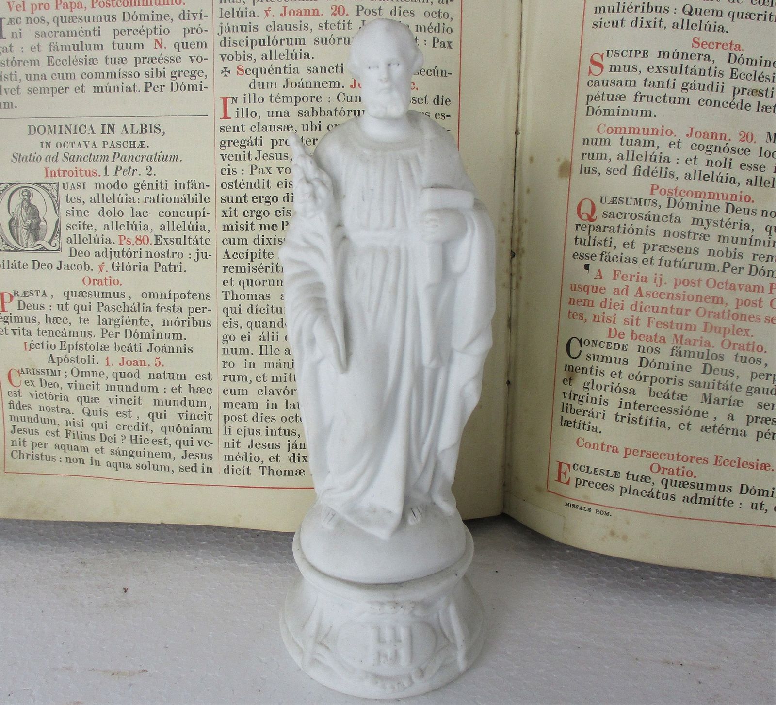 Antique Bisque Porcelain Statue Saint St Joseph Carpenter Protector Of Houses 8.