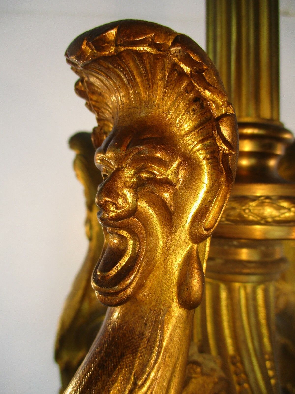 Antique Gothic Castle Chandelier Bronze Doré Gold Gilded Bacchus Grapes Stunning photo for sale