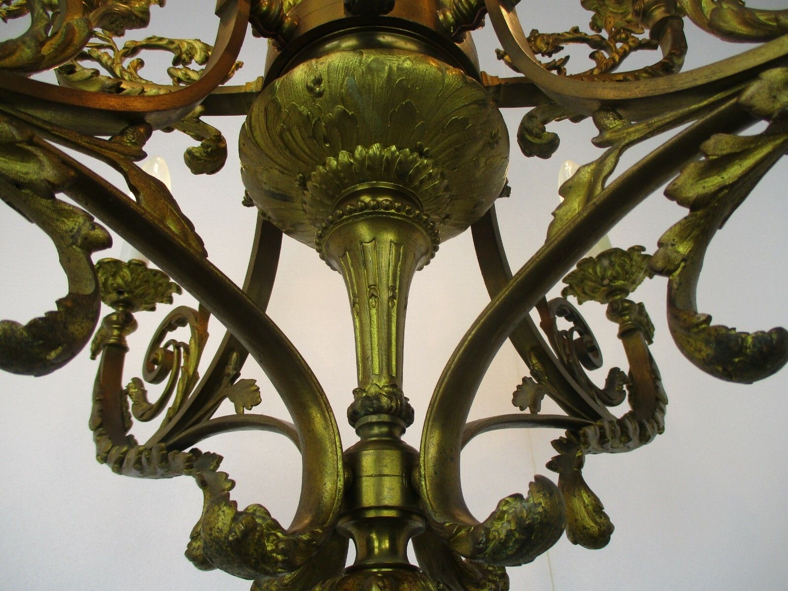 Antique Gothic Castle Chandelier Bronze Doré Gold Gilded Bacchus Grapes Stunning photo vintage
