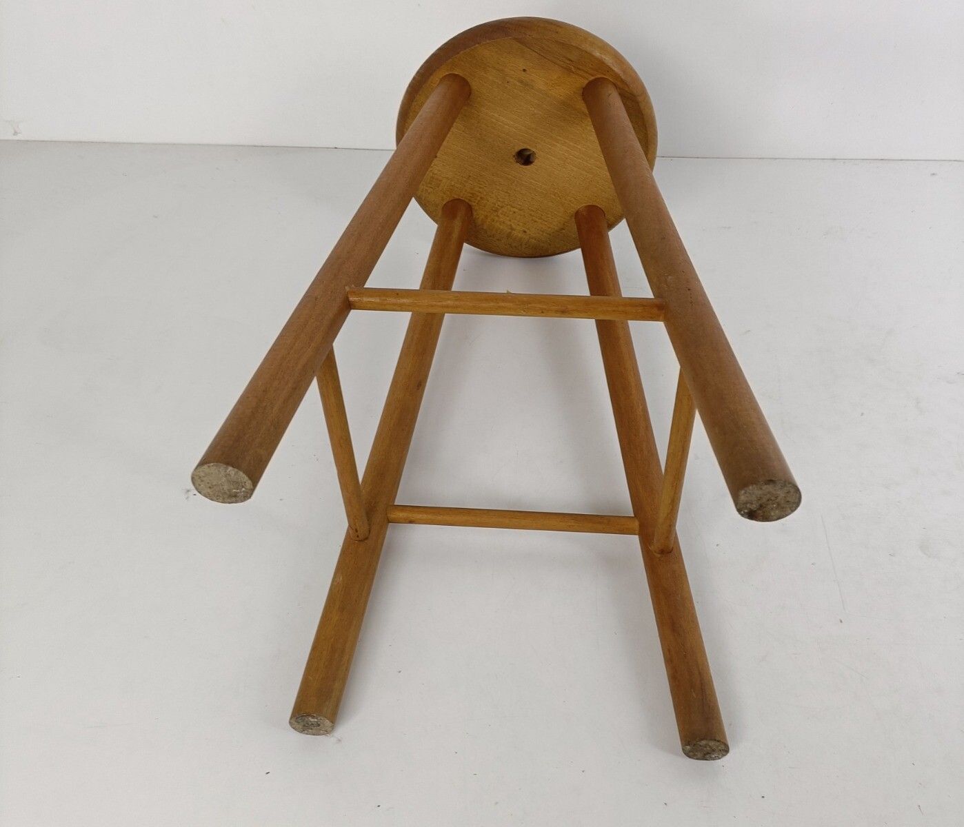Bar Stool Chair Loft Wood Iron Band Primitive Funky Loft Pedestal Side Table Vin photo buy