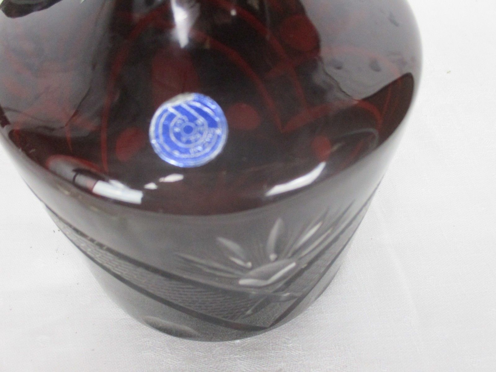 Crystal Decanter Set With 6 Shot Glasses Amethyst Cut To Clear Buzau Perla Lux photo vinterior