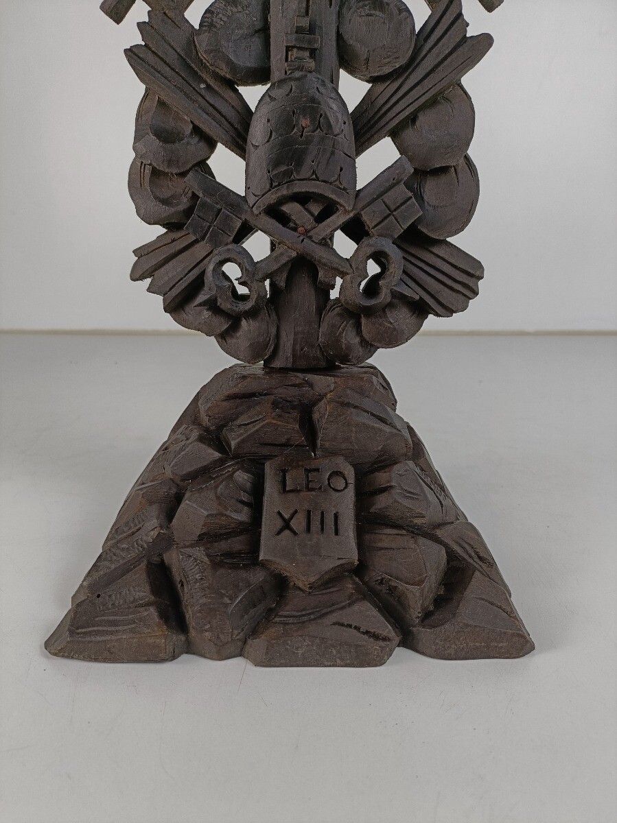 Standing Crucifix Wood Spelter Corpus Hand Carved Tools Of Passion Vintage Jesus photo 182.0