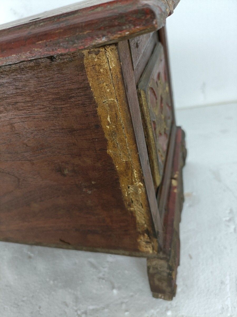 Furniture Antique 1700s Chest Of Drawers Cabinet Small Gorgeous Carved Wood Ornate Wow photo