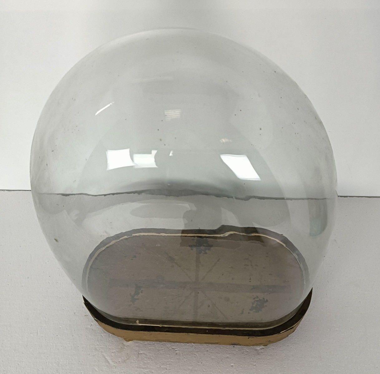 Large  Antique Victorian Oval Hand Blown Glass Globe Dome Doll Clock 18.11" 14.1 photo Home Decor