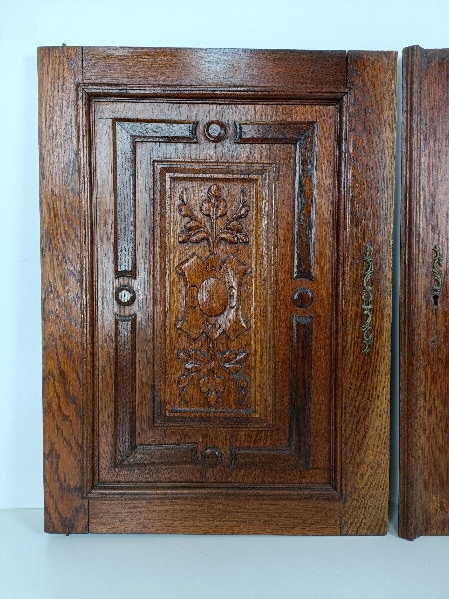 Antique Gorgeous Door Panels Cabinet Hand Carved Ornate Wood Oak Reclaimed Archi photo 323.0