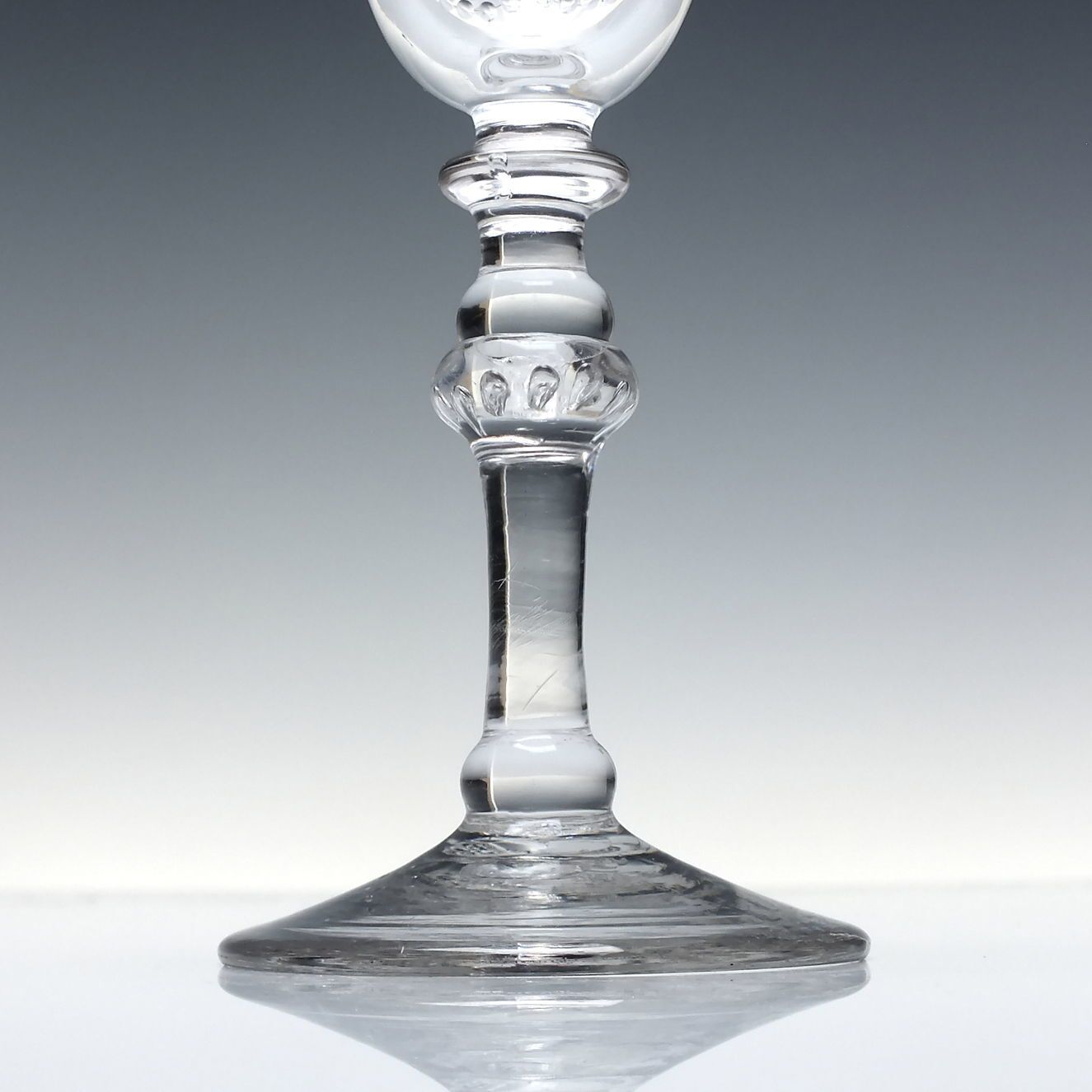 18th Century Engraved Light Baluster Wine Glass C1750 photo vintage