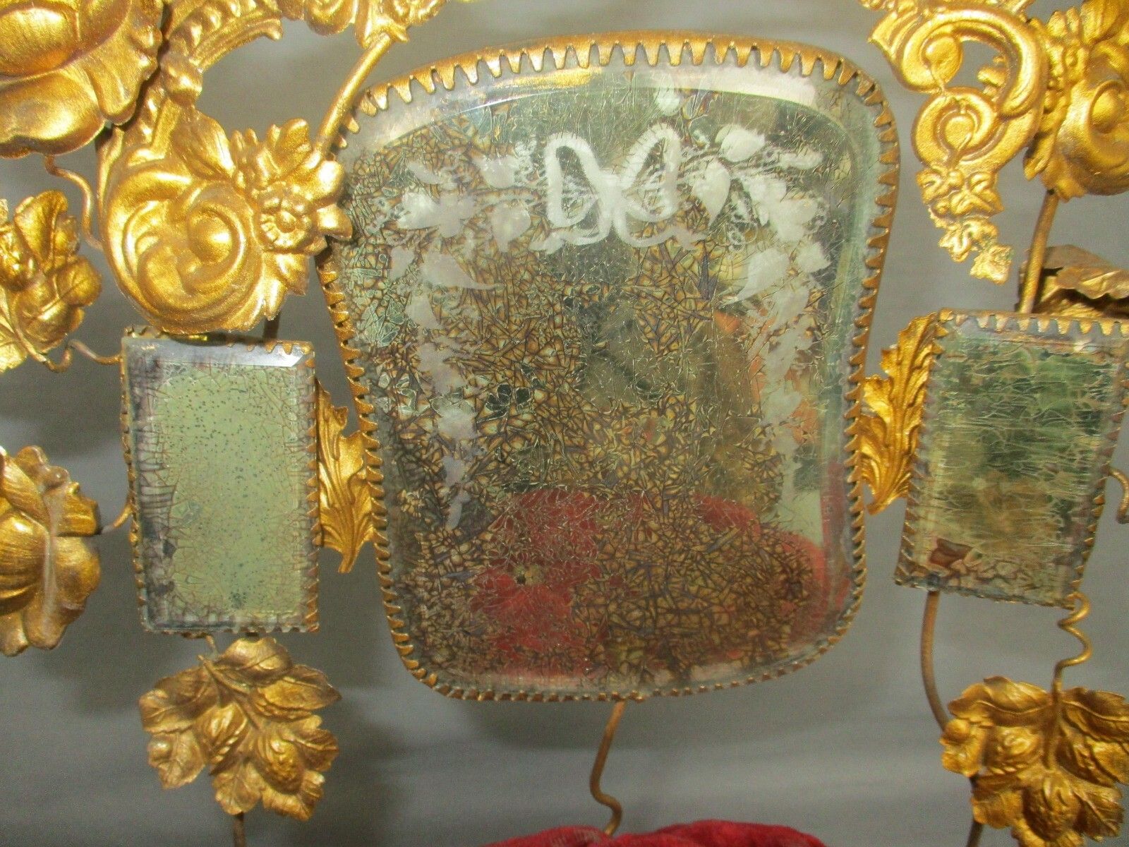 Oval Antique 1800 Victorian French Bridal Wedding Dome Gold Gilt Leafs  Ormolu photo buy