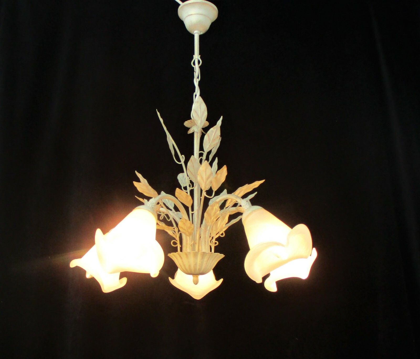 5  Arms Lights Chandelier Revival Empire Impressive Toleware Glass Tulip Shades photo furniture