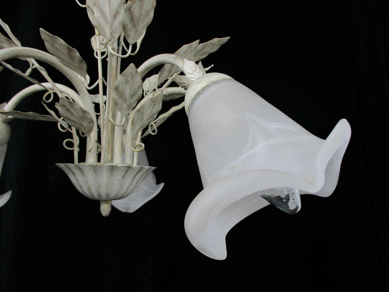 5  Arms Lights Chandelier Revival Empire Impressive Toleware Glass Tulip Shades photo for sale