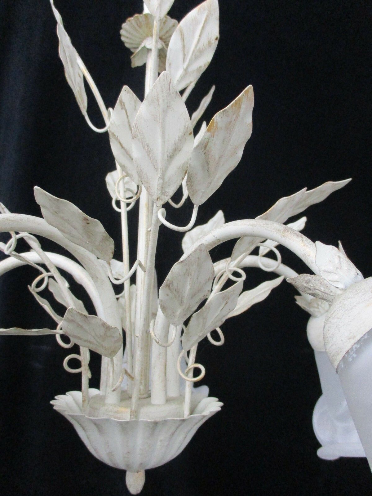 5  Arms Lights Chandelier Revival Empire Impressive Toleware Glass Tulip Shades photo vinterior