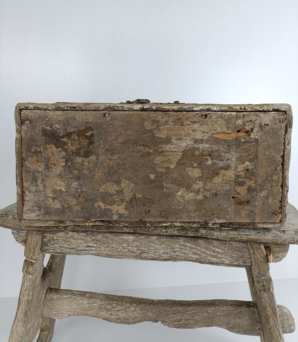 photo for sale Gothic Antique 18th Century Carved Wooden Set Chest And Bench Polychrome Wow