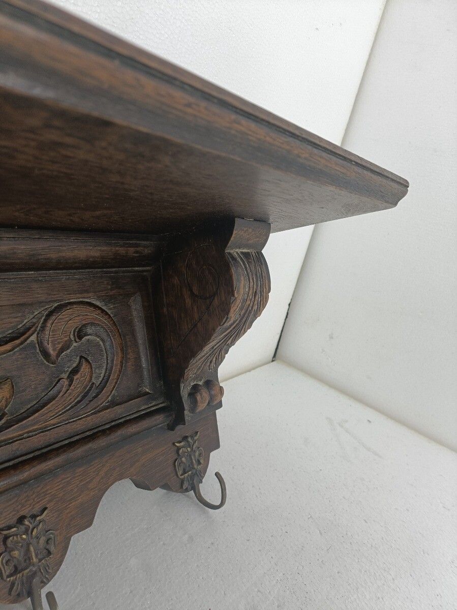 Hand Carved Wood Coat Hat Kitchen Hallway Rack Antique  Breton Style Figurines W photo buy