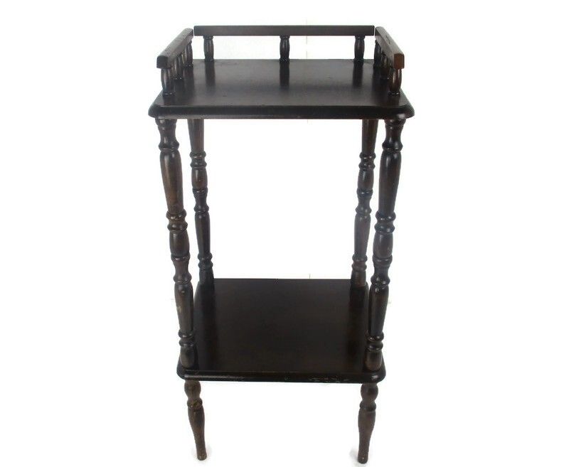 Pedestal Display Side Table Plant Stand Italian Wood Vintage Etagère Display