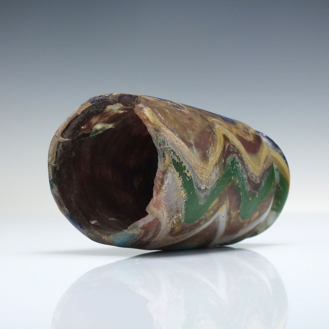 Scarce Hellenistic Roman Ribbon Glass Beaker With Gold Inclusions 50bce   50ce photo vintage
