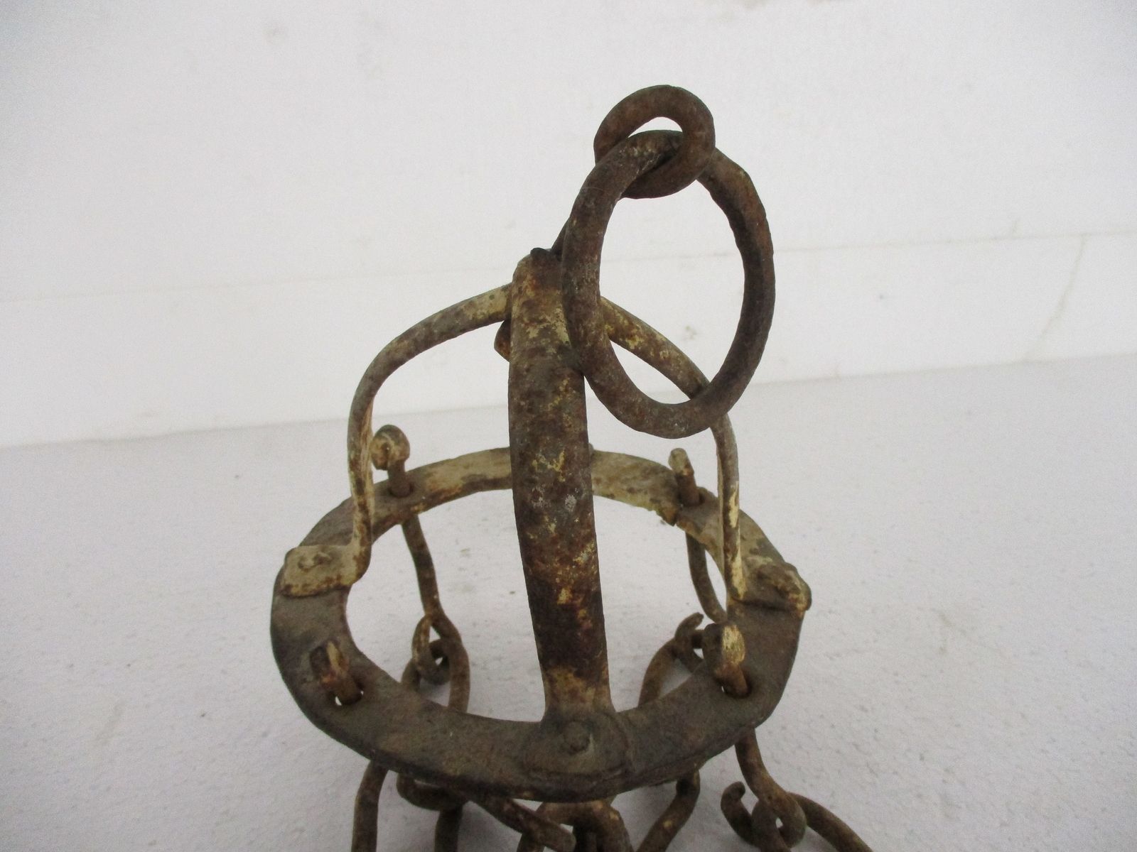 Small Antique Hanging Butcher Rack Cast Wrought Iron 4 Hooks French 18th C Count photo Furniture