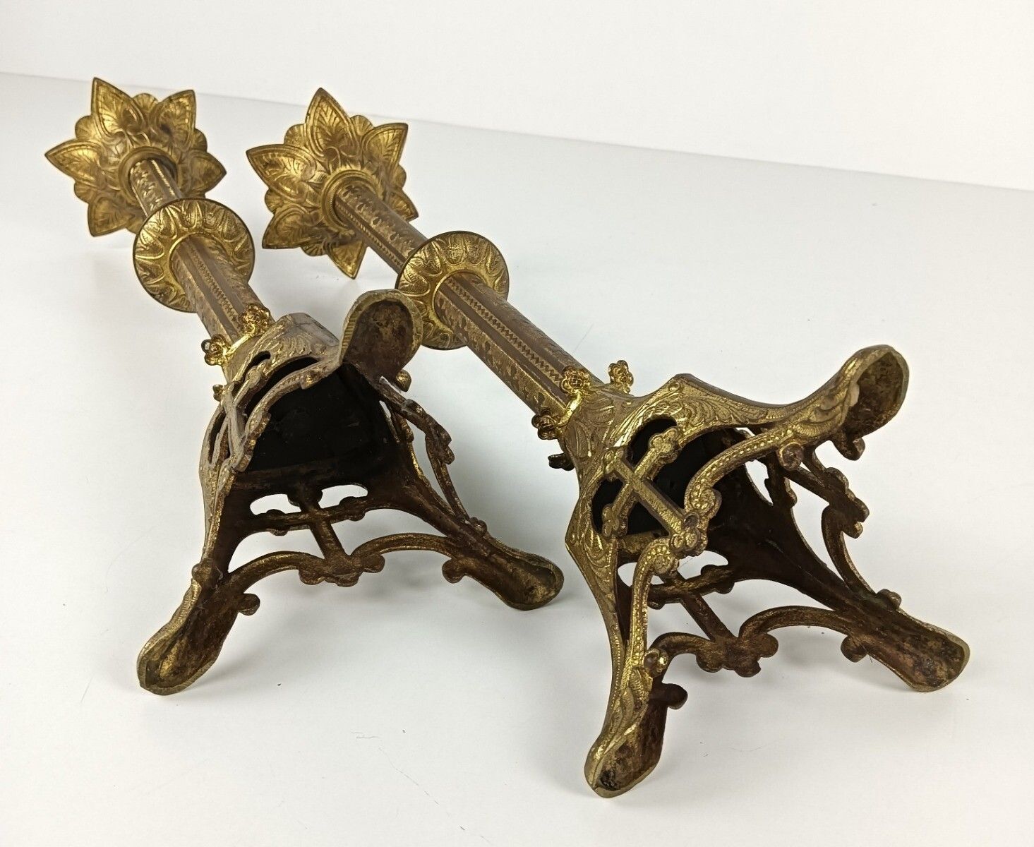 photo furniture Gothic Candle Stick Candle Holders Brass  Antique 19th Century Couple Beautiful