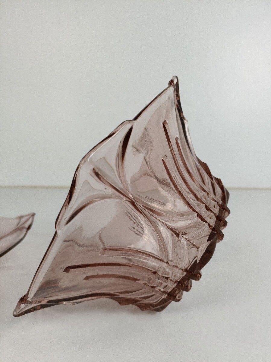 Art Deco Bowl Dish Centerpiece Basket With Serving Tray Art Glass Pink Val Sain photo buy