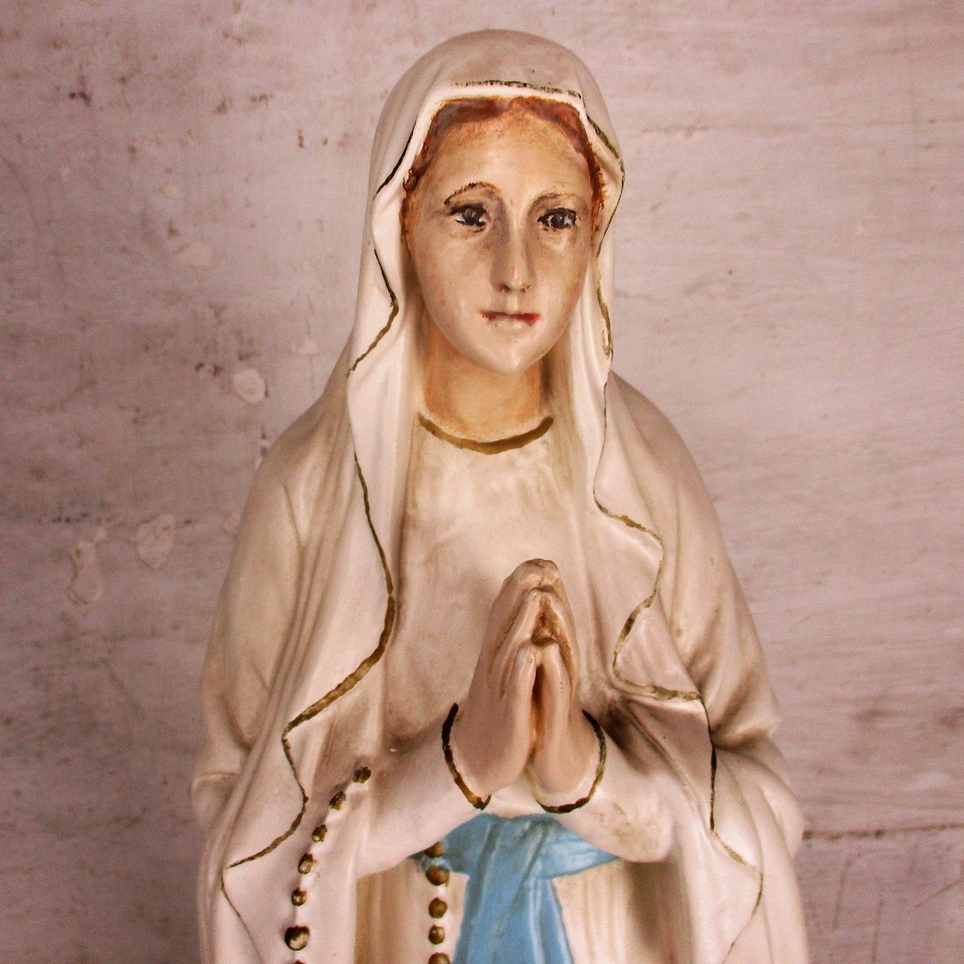Xl Virgin Mary Madonna Our Lady Of Lourdes Plaster Statue Chapel  French 26.37" photo furniture