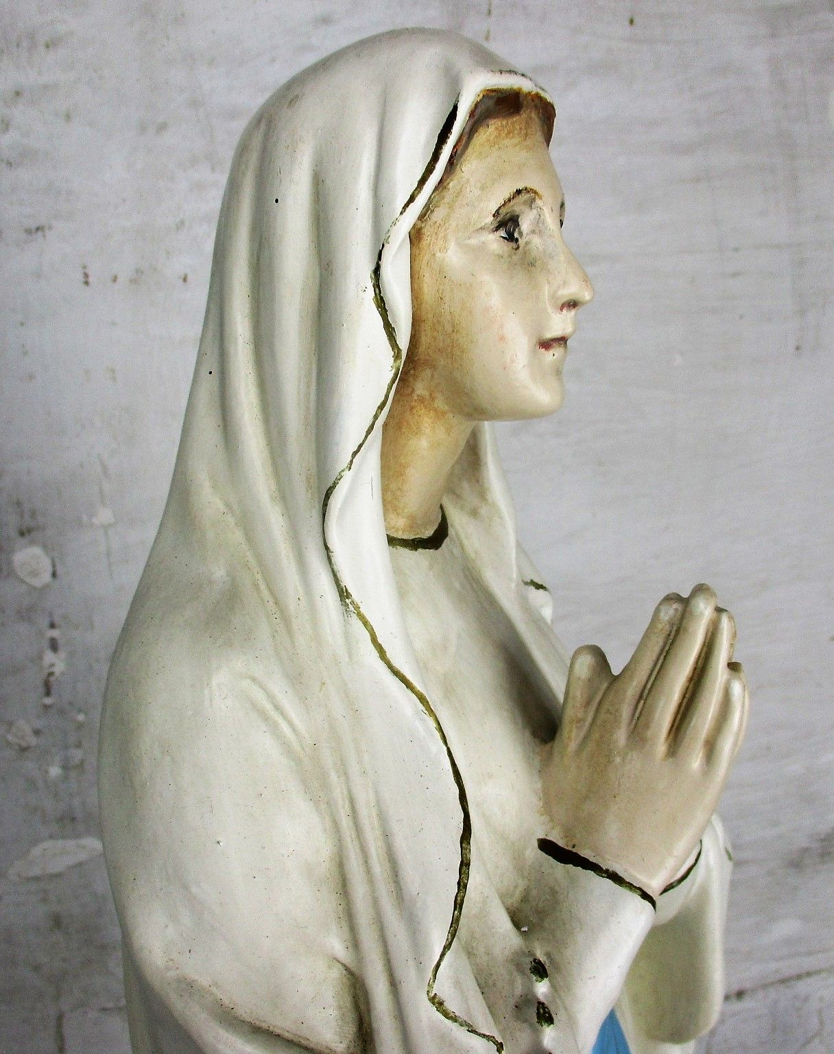 Xl Virgin Mary Madonna Our Lady Of Lourdes Plaster Statue Chapel  French 26.37" photo 371.0