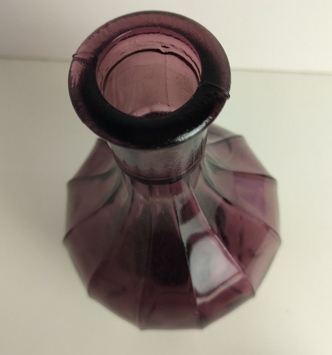 Stunning Amethyst Purple Lidded Bottle Vintage Decorative Art Glass photo 244.0