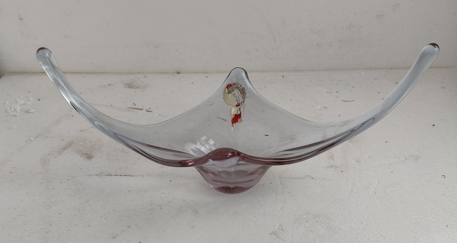 Val St Lambert Belgium Bowl Dish Centerpiece Light  Purple Art Glass Vintage Lar photo 142.0