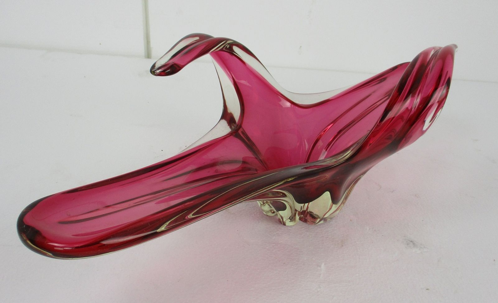 Art Glass Centerpiece Bowl Fruit Dish Cranberry Era Murano Italian Large Gorgeou photo furniture