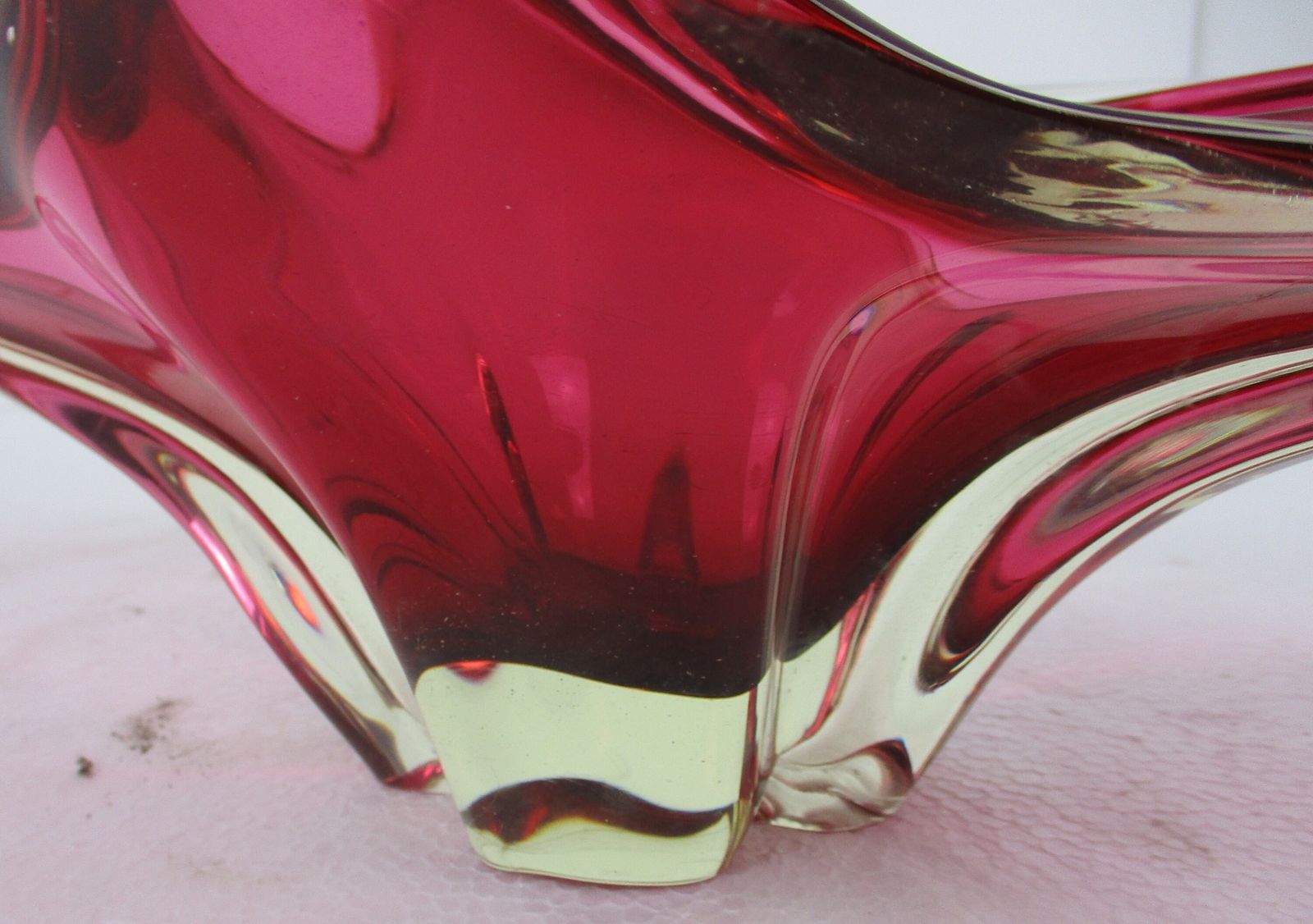 Art Glass Centerpiece Bowl Fruit Dish Cranberry Era Murano Italian Large Gorgeou photo 182.0