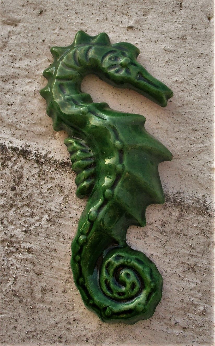 Seahorse Hippocampe Modernist Ceramic Wall Plaque Era Amphora Perignem Vallauris photo for sale