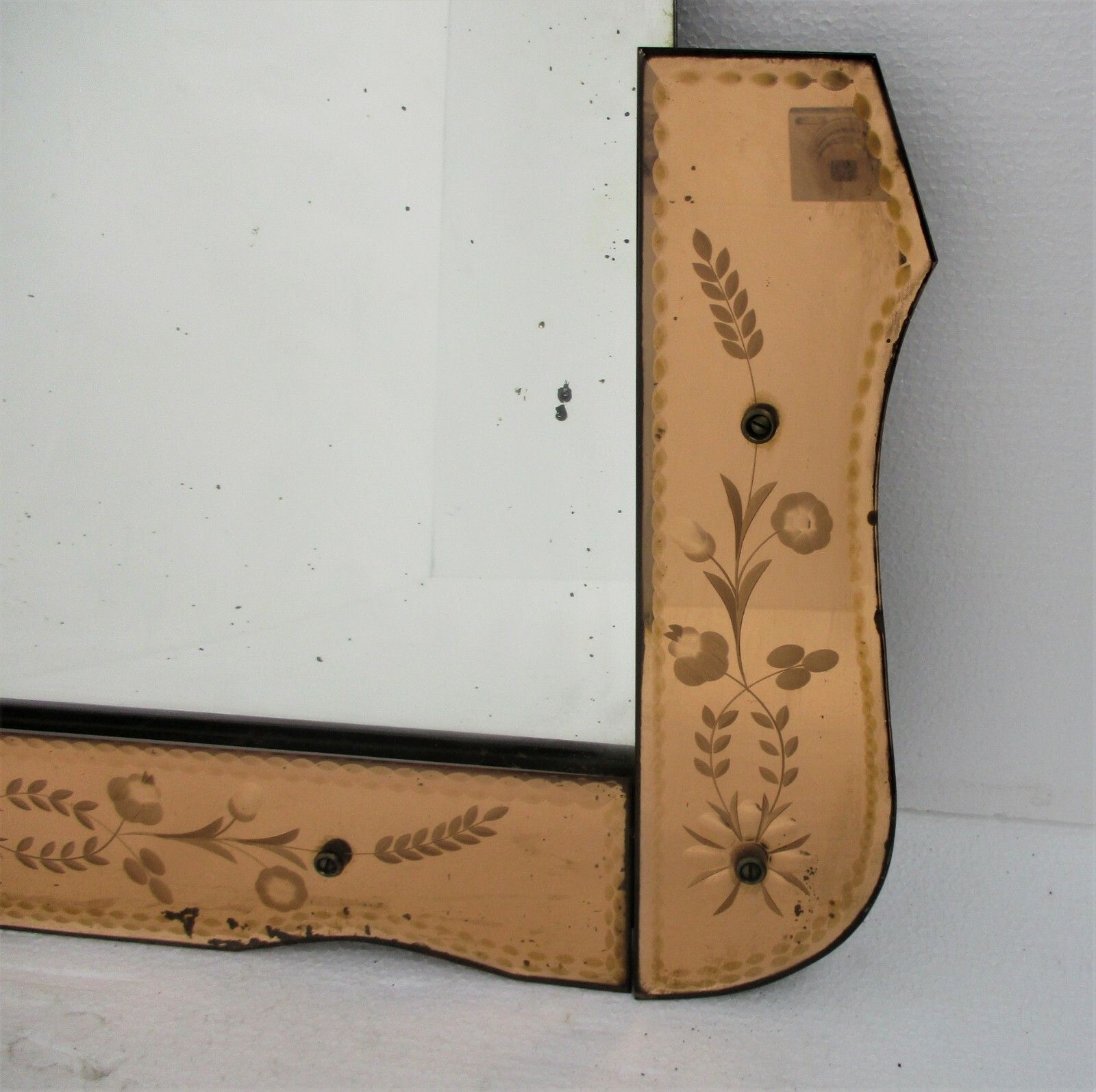 Art Nouveau Mirror Pink Edges  Venetian Ornate Cut To Clear Glass Art Deco photo Home Decor