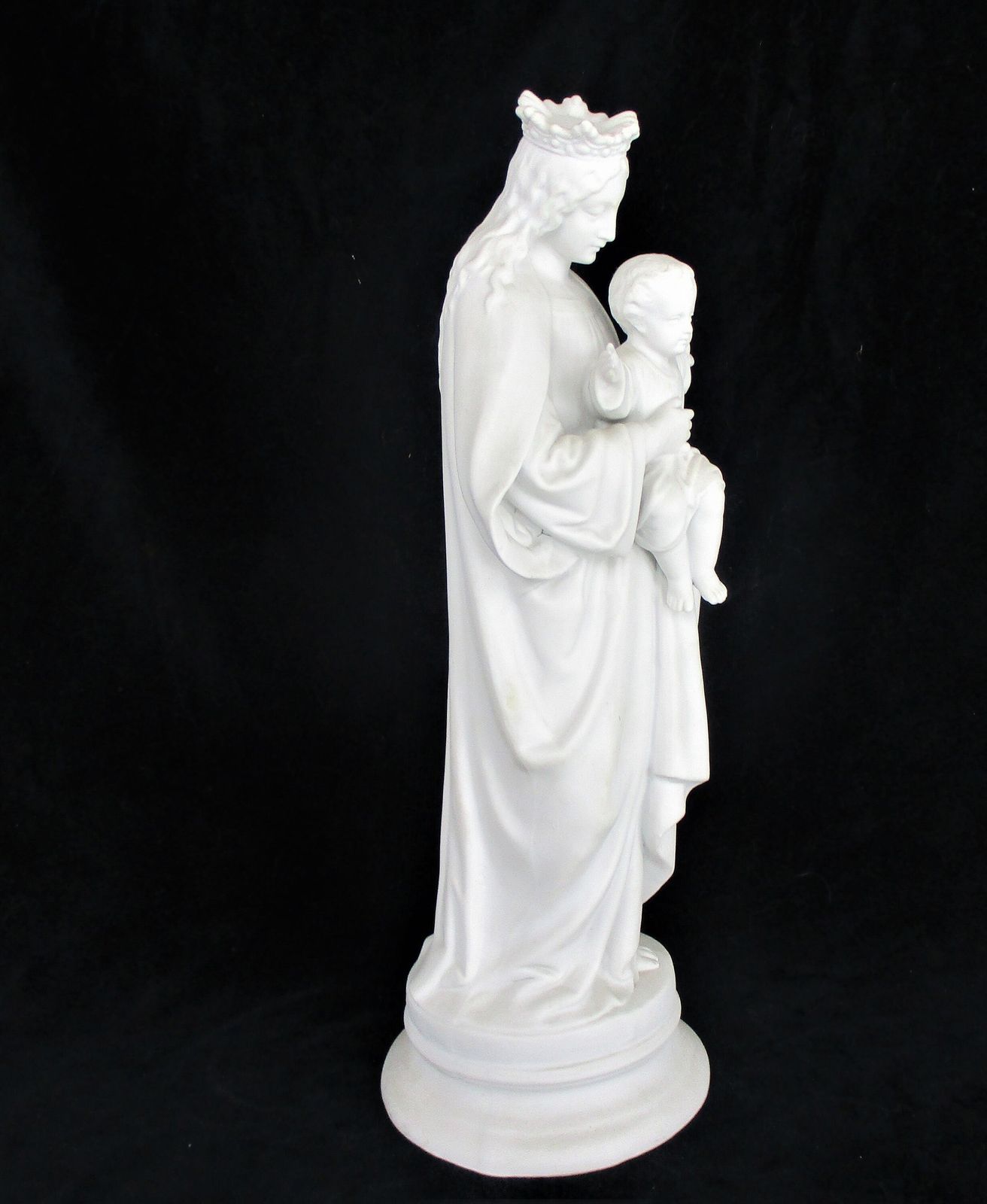 Large French Antique 1900 Bisque Statue Virgin Mary Our Lady Infant Jesus Exquis photo Art