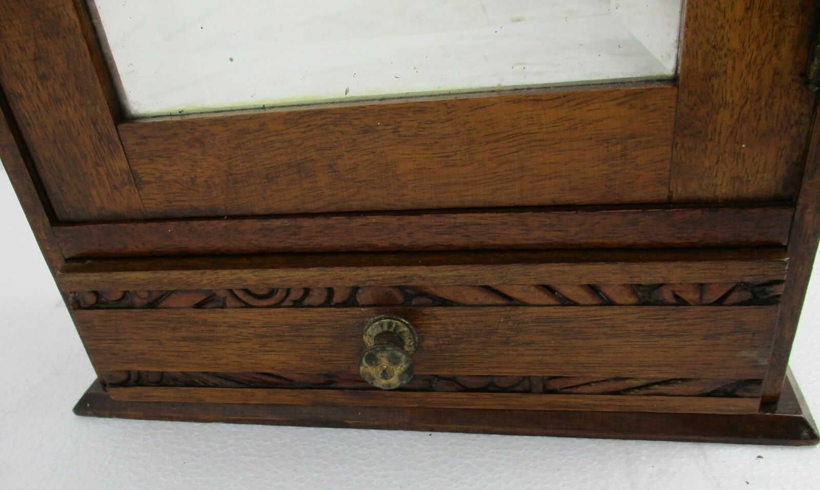 Kitchen Medicine Apothecary  Bathroom Cabinet Beveled Glass Ornate Carved Wood photo Furniture