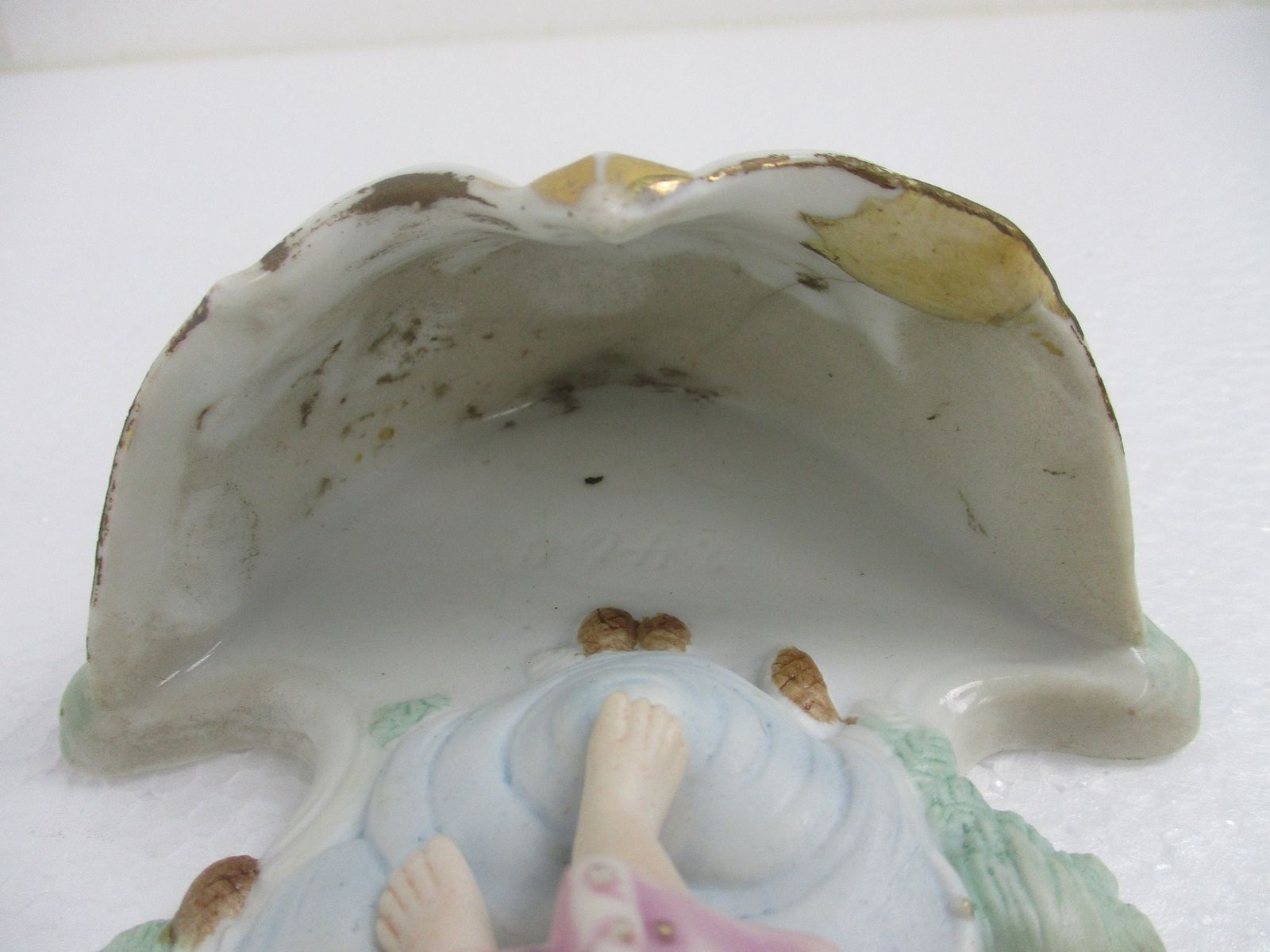 Porcelain Bisque Holy Water Font Vessel Infant Jesus  Wall Hanging Antique photo 117.0