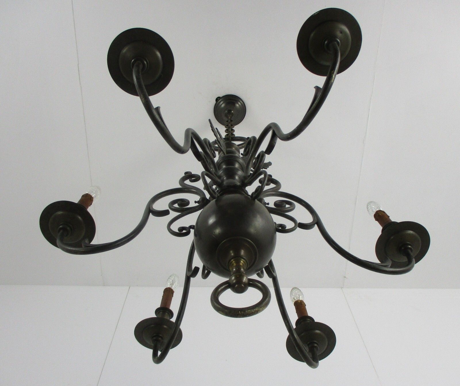Antique Flemish Dutch Double Chandelier 6 Arms Lights Bronze 19th Century  Wow photo buy
