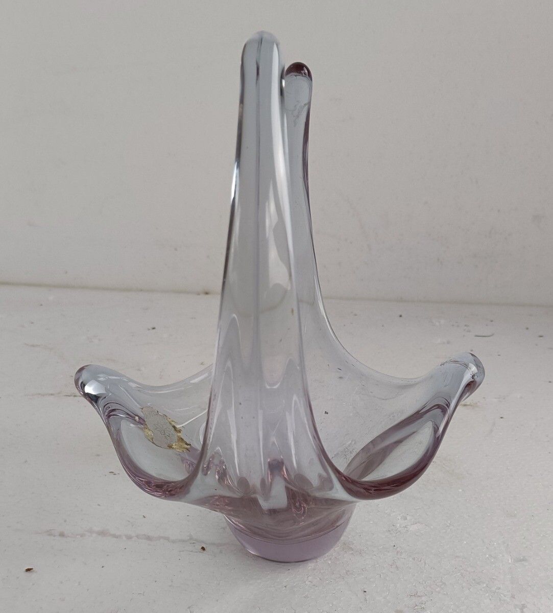 Val St Lambert Belgium Bowl Dish Centerpiece  Art Glass Vintage Light Purple Sma photo Home Decor