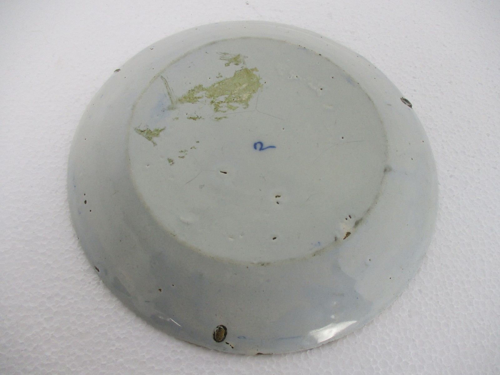 19th Century Delft Wall Hanging Charger Plate Blue White Antique Flower Pattern photo Art