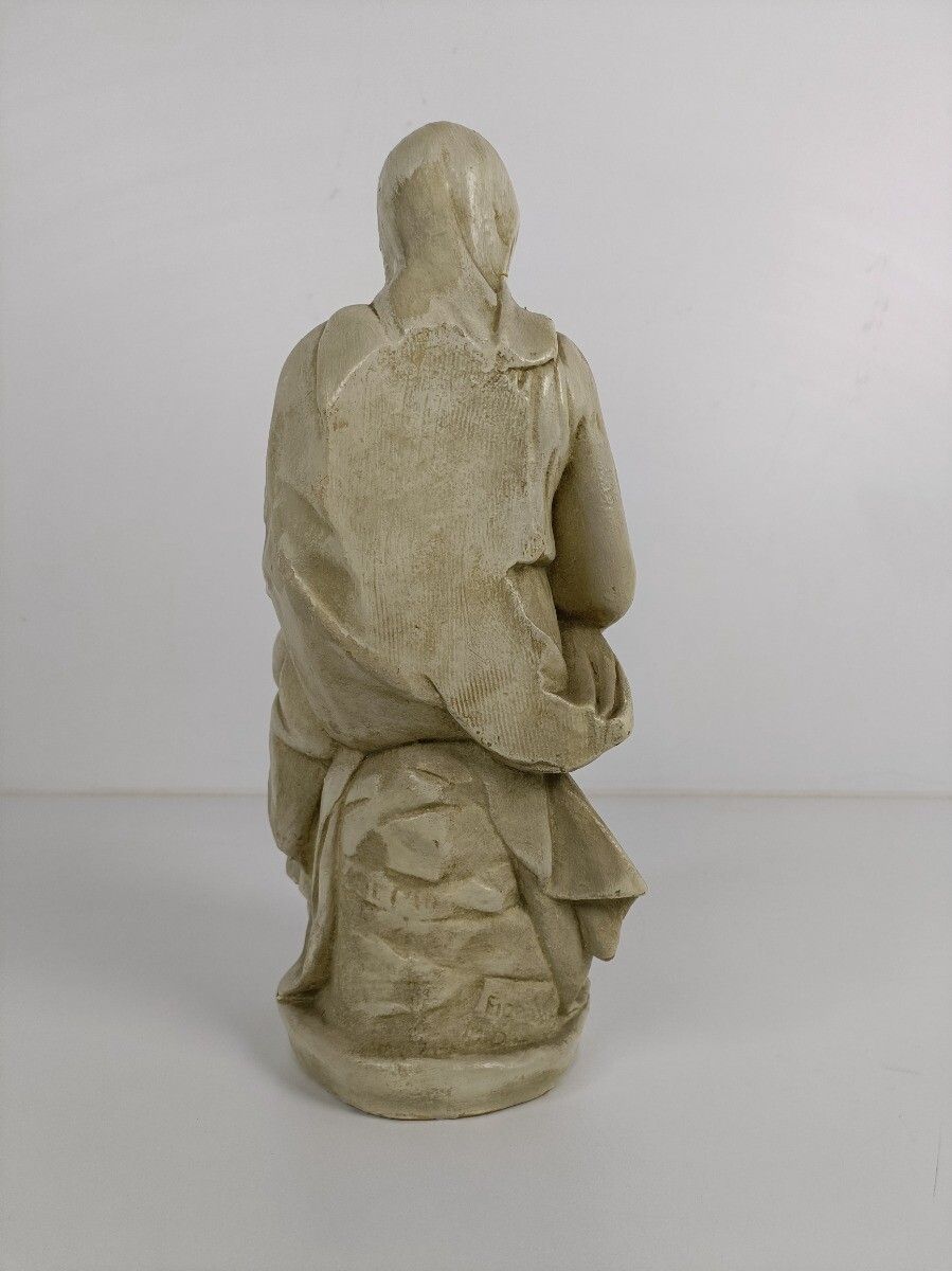 Statue Sitting Our Lady Virgin Mary Infant Sedes Sapientiae Plaster Vintage Beau photo Art