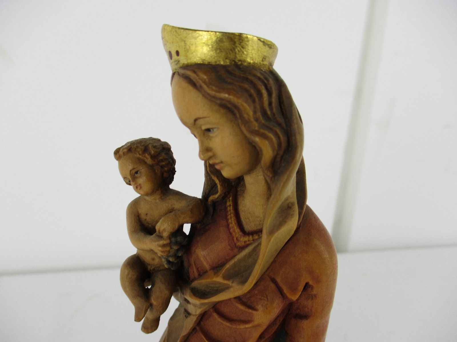 Virgin Mary Madonna Infant Child Wooden Statue Anri Style Polychrome Lovely 10.6 photo 117.0