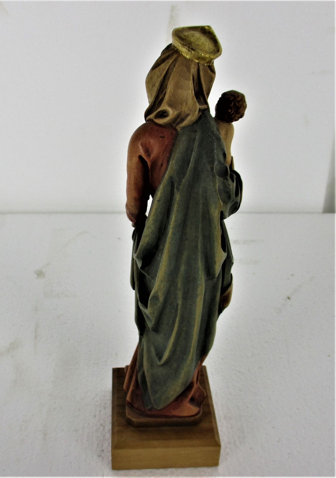 Virgin Mary Madonna Infant Child Wooden Statue Anri Style Polychrome Lovely 10.6 photo vinterior