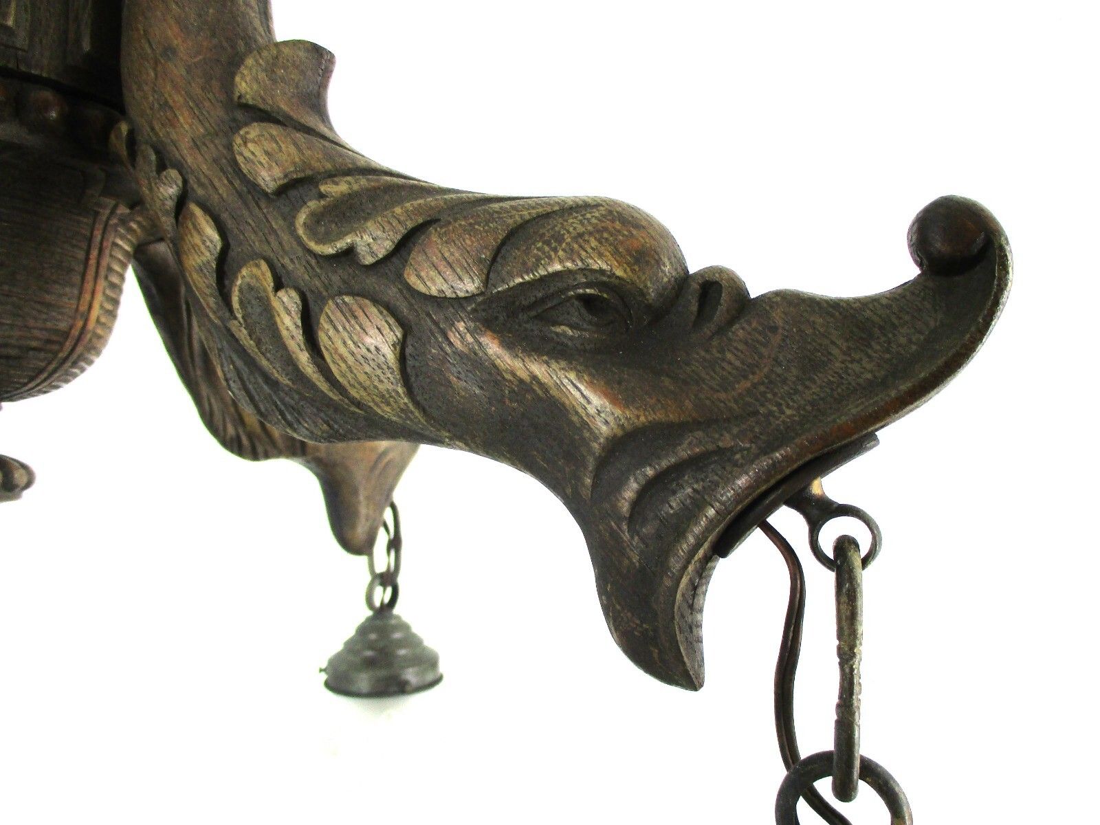 Hand Carved Wooden Chandelier  4 Arm Lights Barn Country Farmhouse Style Fish photo buy