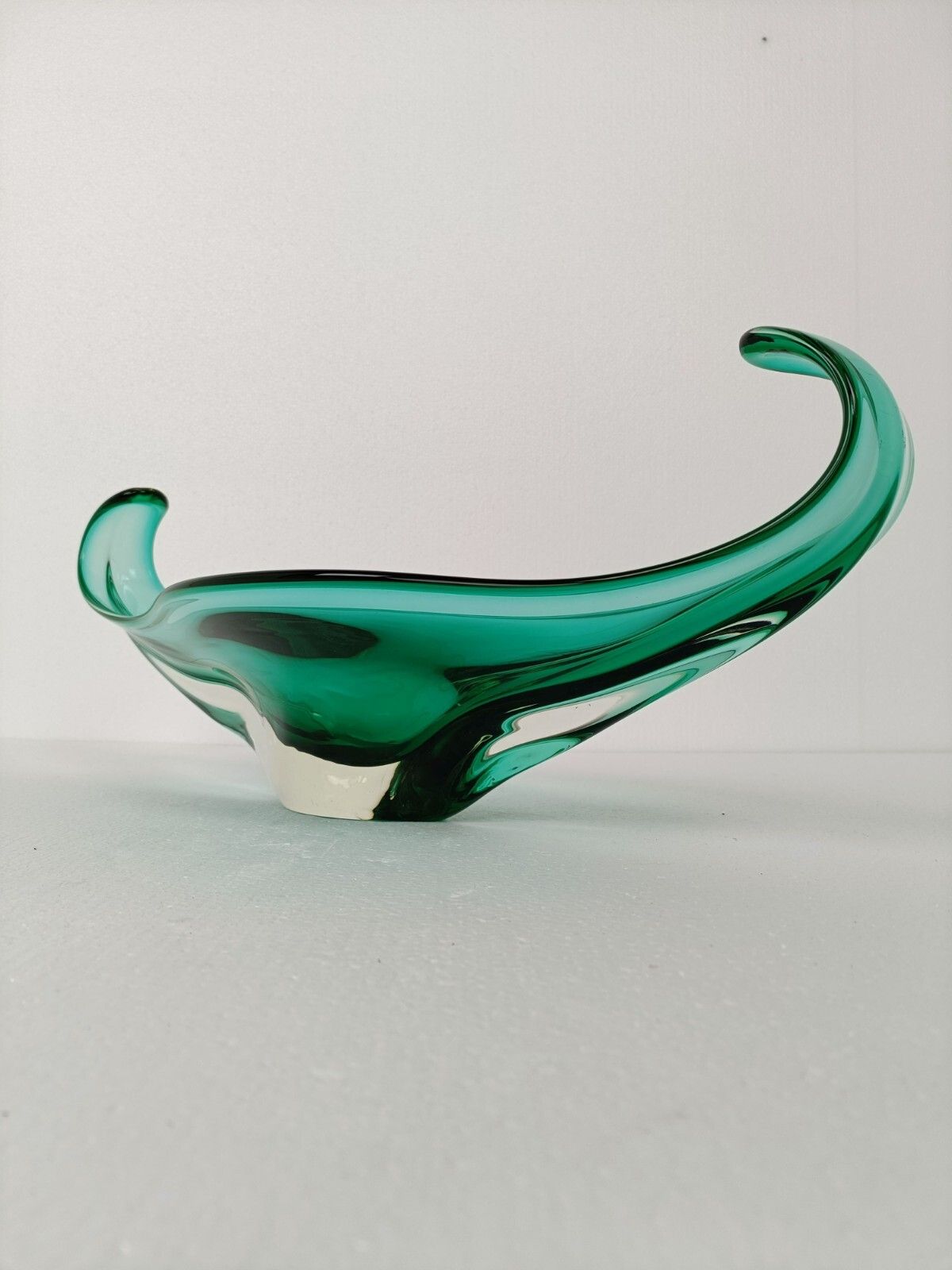 Italian Large Green Bowl Dish Centerpiece Murano Seguso Art Glass Stunning Wow photo vintage