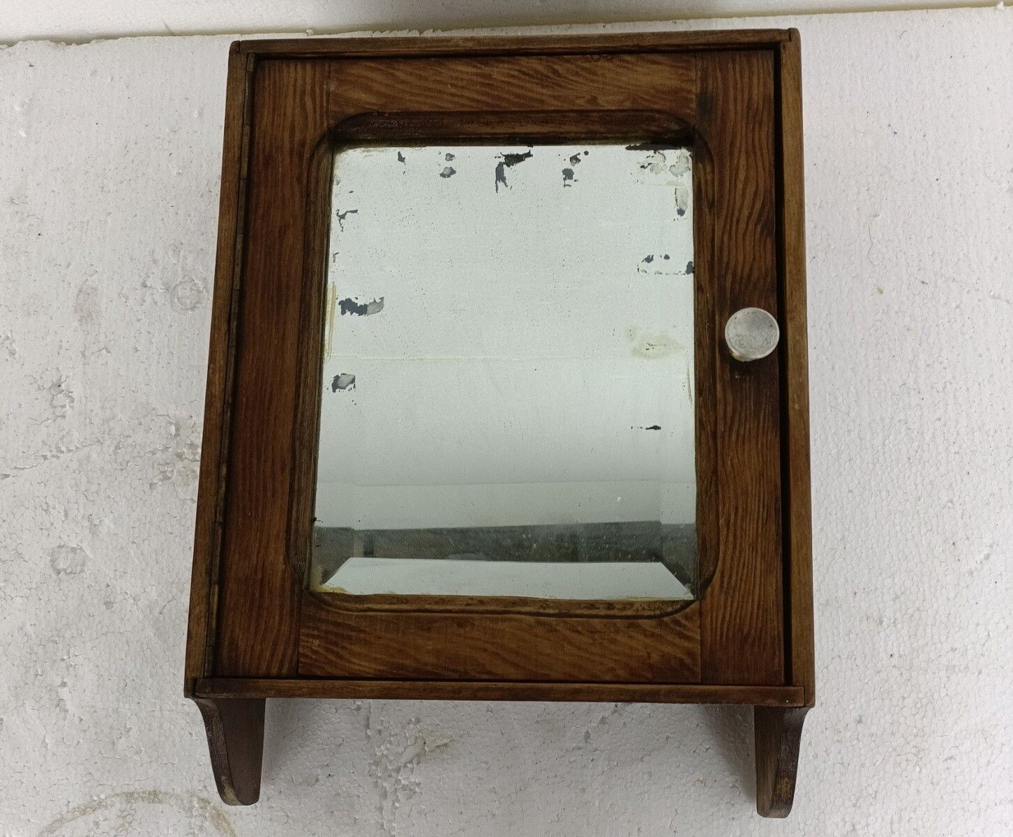 photo furniture Small Antique Medicine Apothecary Cabinet Beveled Glass Wood Hanging Kitchen Bat