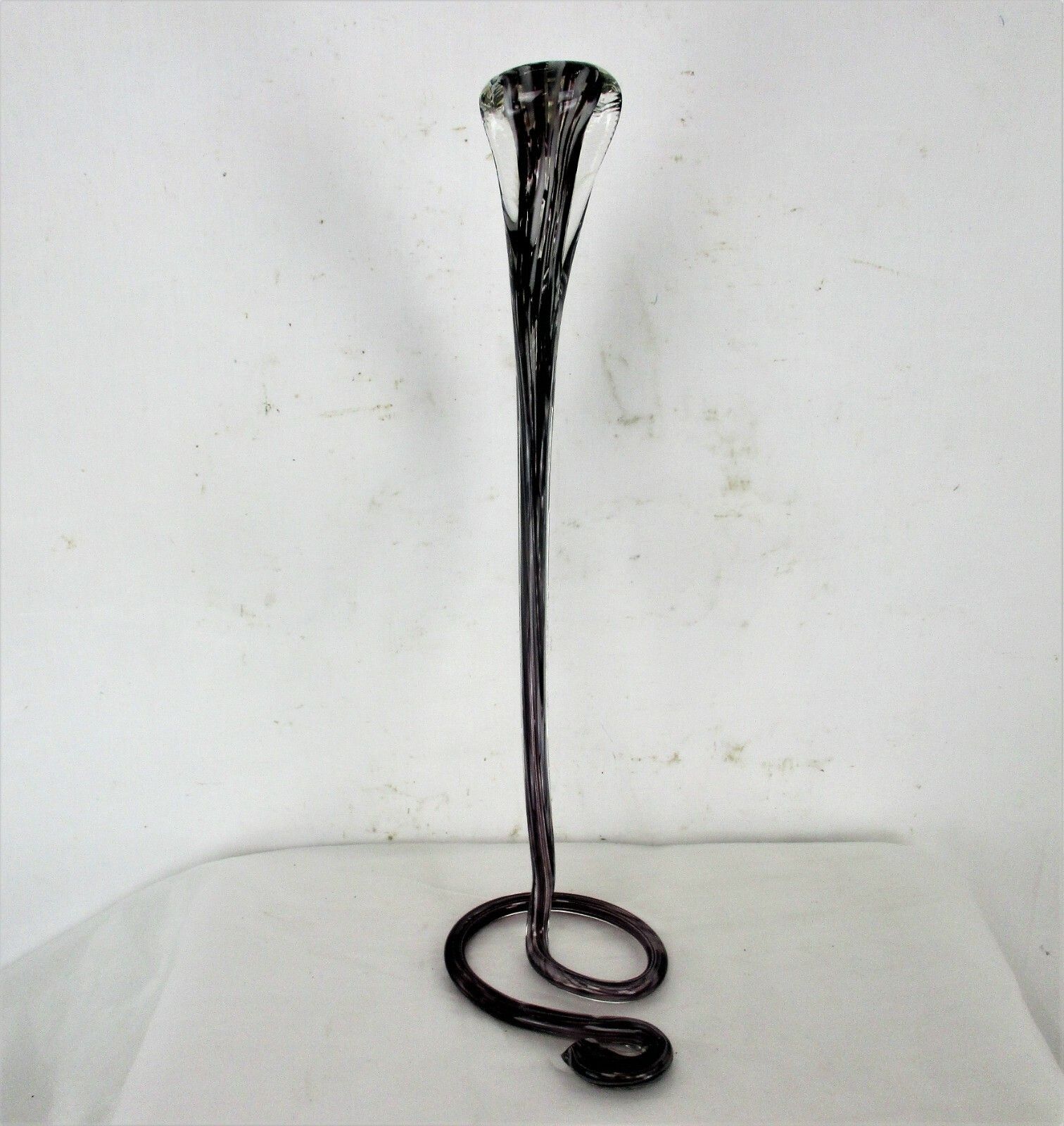 Large Snake Purple Clear Figurine Murano Exotic Art Glass  Rare Italian Italy photo vinterior
