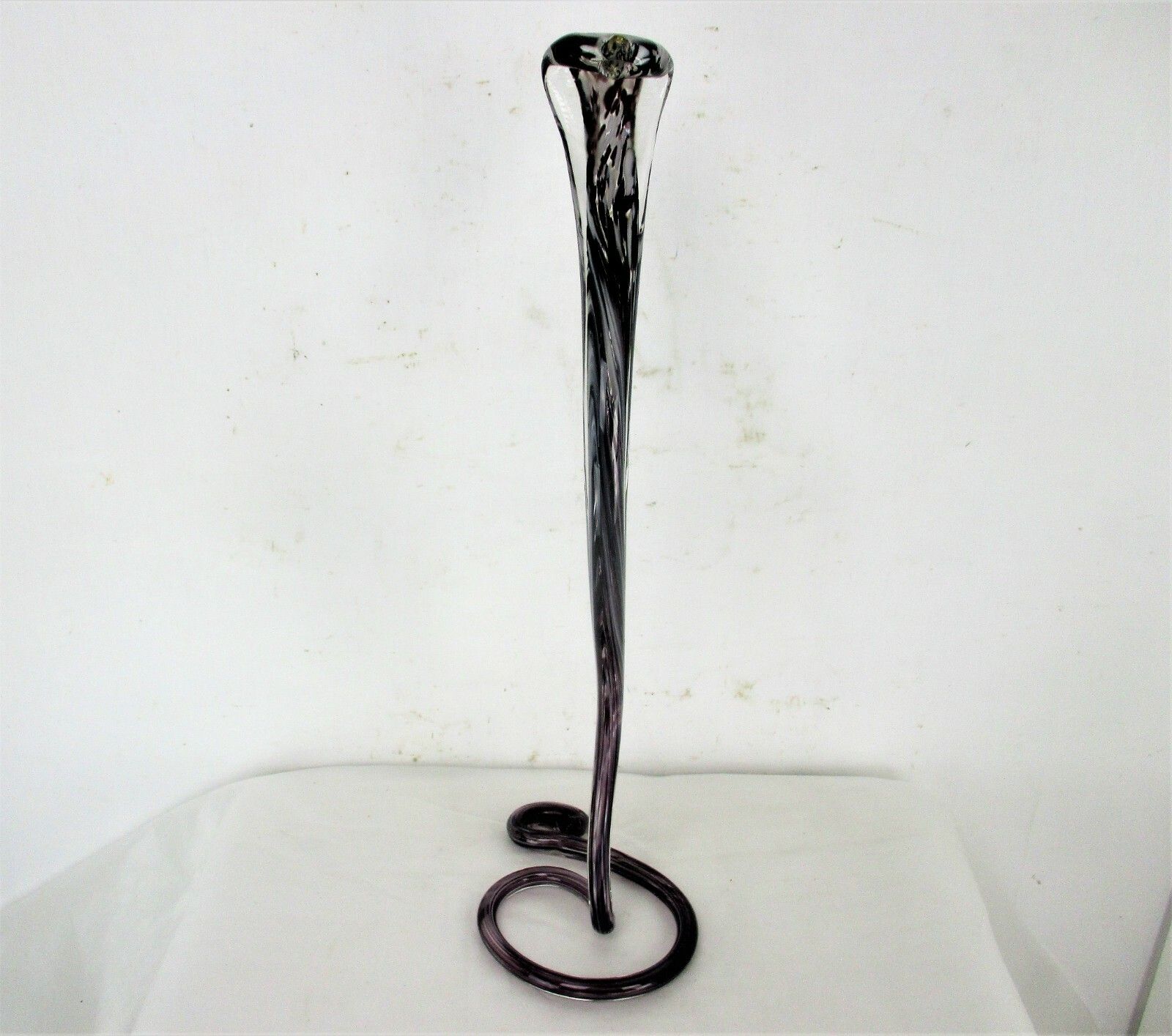 Large Snake Purple Clear Figurine Murano Exotic Art Glass  Rare Italian Italy photo vintage