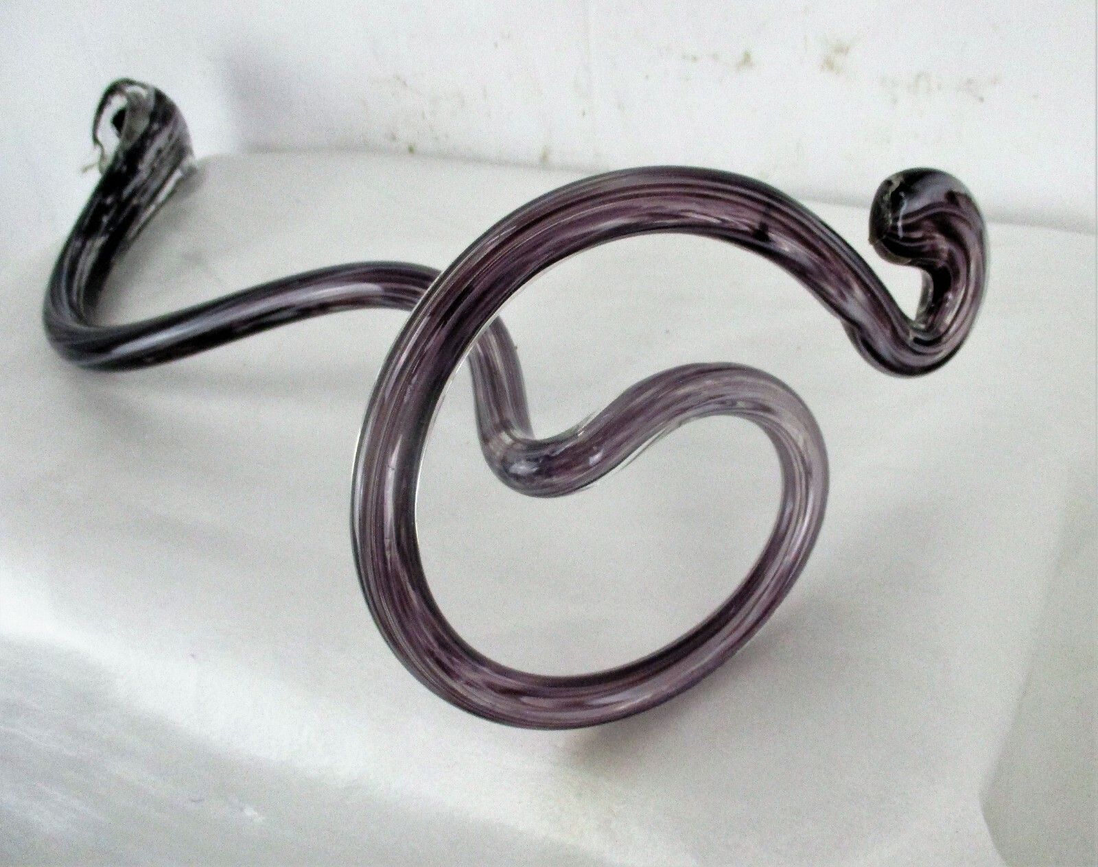 photo for sale Large Snake Purple Clear Figurine Murano Exotic Art Glass  Rare Italian Italy